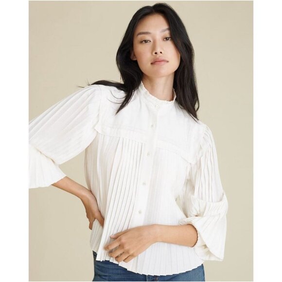 Veronica Beard Tops - Veronica Beard Stila Pleated Button Front Blouse